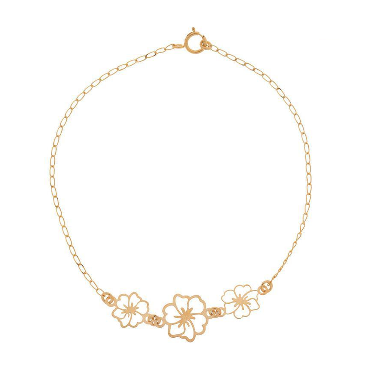 دستبند طلا زنانه طرح گل یاس سه تایی قو طلایی کد B039931-1.40