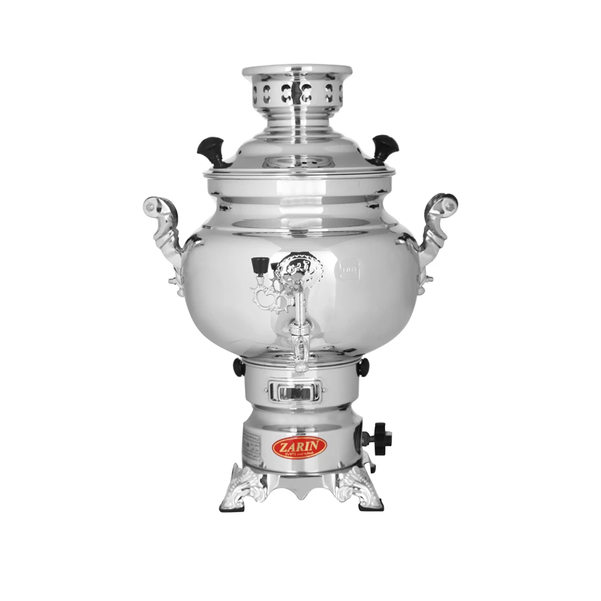 سماور گازی زرین مدل نگین ظرفیت 5 لیتر-نقرهای سماور گازی زرین مدل نگین ظرفیت 5 لیتر-نقرهای