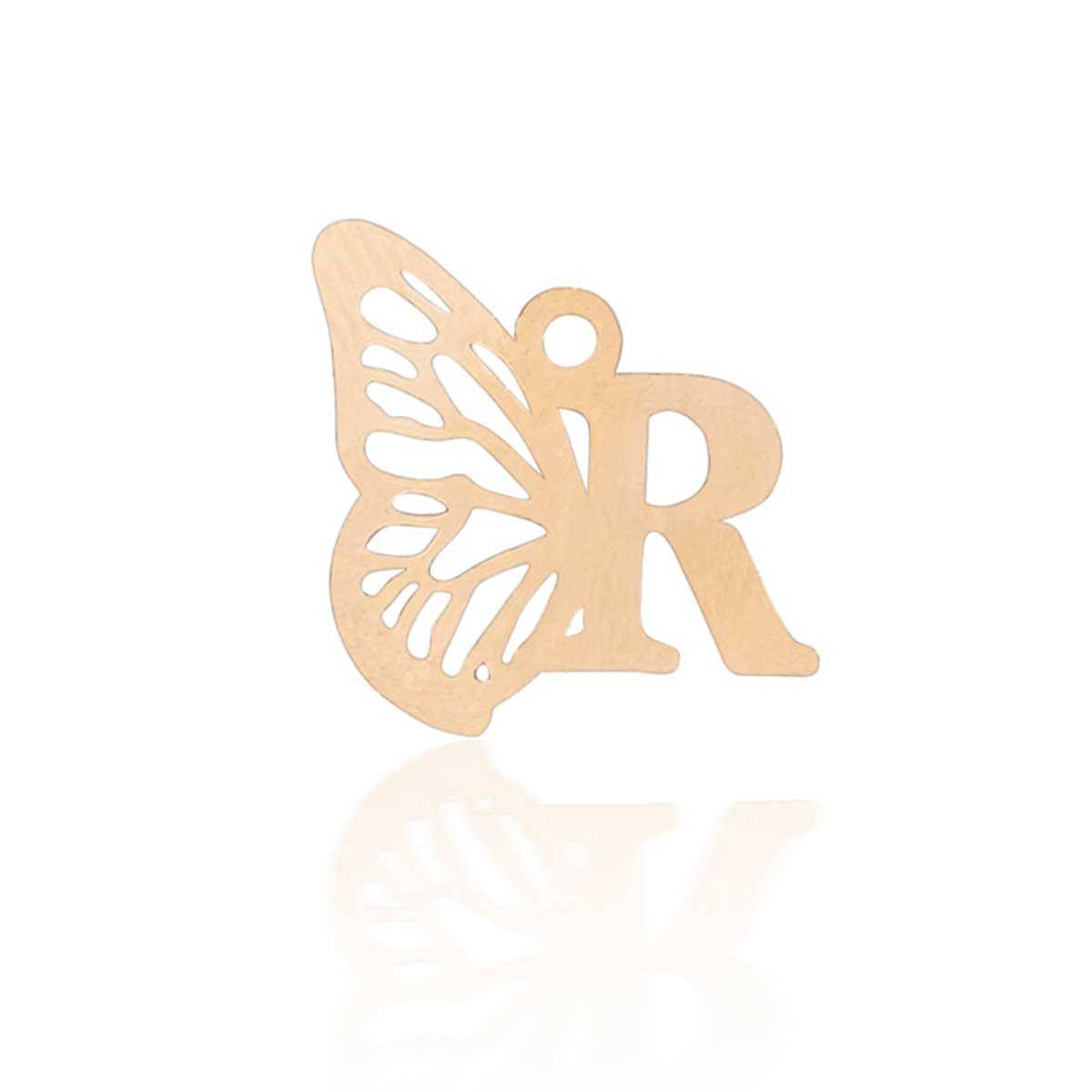 پلاک طلا زنانه طرح حرف R با بال پروانه-460 پلاک طلا زنانه طرح حرف R با بال پروانه-460