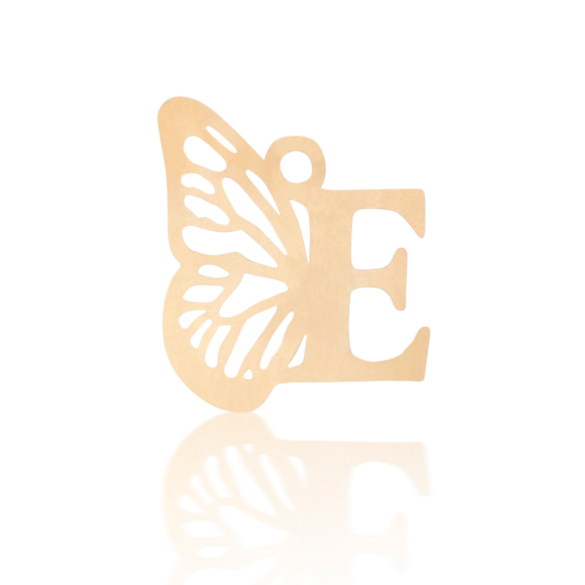 پلاک طلا زنانه طرح حرف E با بال پروانه-460