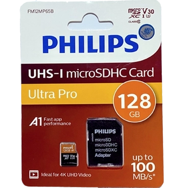 کارت حافظه microSDHC فیلیپس مدل Ultra Pro کلاس 10 استاندارد UHS-I U3 سرعت 100MB/s ظرفیت 128 گیگابایت به همراه آداپتور کارت حافظه microSDHC فیلیپس مدل Ultra Pro کلاس 10 استاندارد UHS-I U3 سرعت 100MB/s ظرفیت 128 گیگابایت به همراه آداپتور