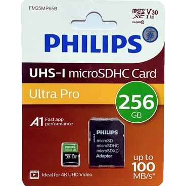 کارت حافظه microSDHC فیلیپس مدل Ultra Pro کلاس 10 استاندارد UHS-I U3 سرعت 100MB/s ظرفیت 256 گیگابایت به همراه آداپتور کارت حافظه microSDHC فیلیپس مدل Ultra Pro کلاس 10 استاندارد UHS-I U3 سرعت 100MB/s ظرفیت 256 گیگابایت به همراه آداپتور