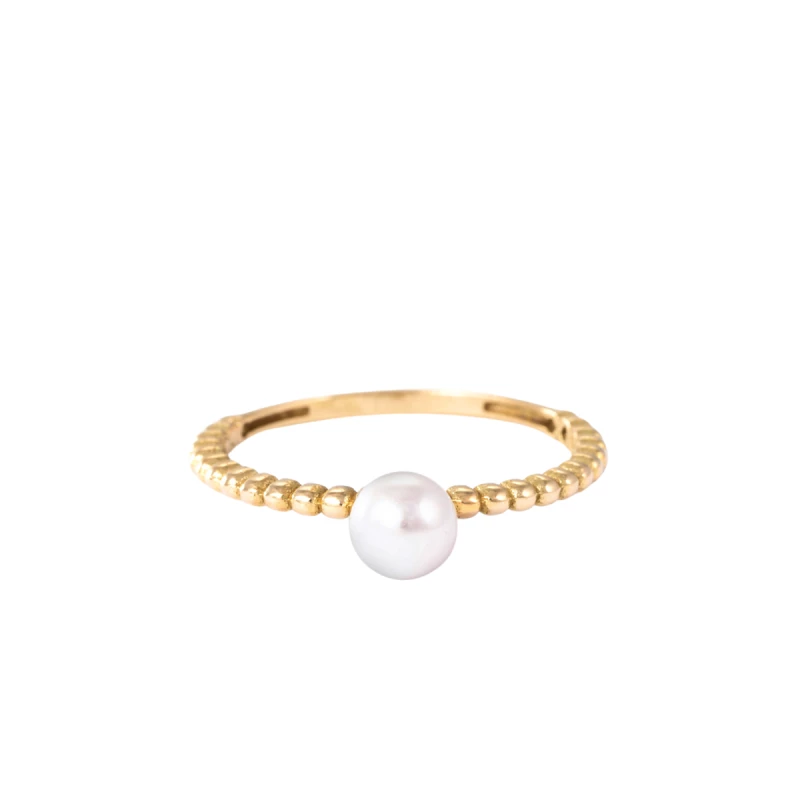 انگشتر طلا 18 عیار زنانه بان گالری مدل مروارید ماریسا سایز 53-1.22