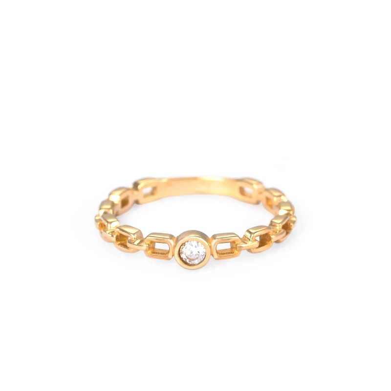 انگشتر طلا 18 عیار زنانه بان گالری مدل تک ژوبین سایز 53-1.78