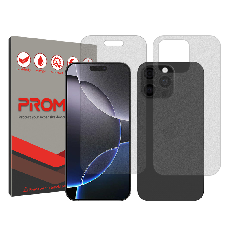 محافظ صفحه نمایش مات پرومیت مدل Shield مناسب برای گوشی موبایل اپل Iphone 16 Pro Max به همراه محافظ پشت گوشی محافظ صفحه نمایش مات پرومیت مدل Shield مناسب برای گوشی موبایل اپل Iphone 16 Pro Max به همراه محافظ پشت گوشی