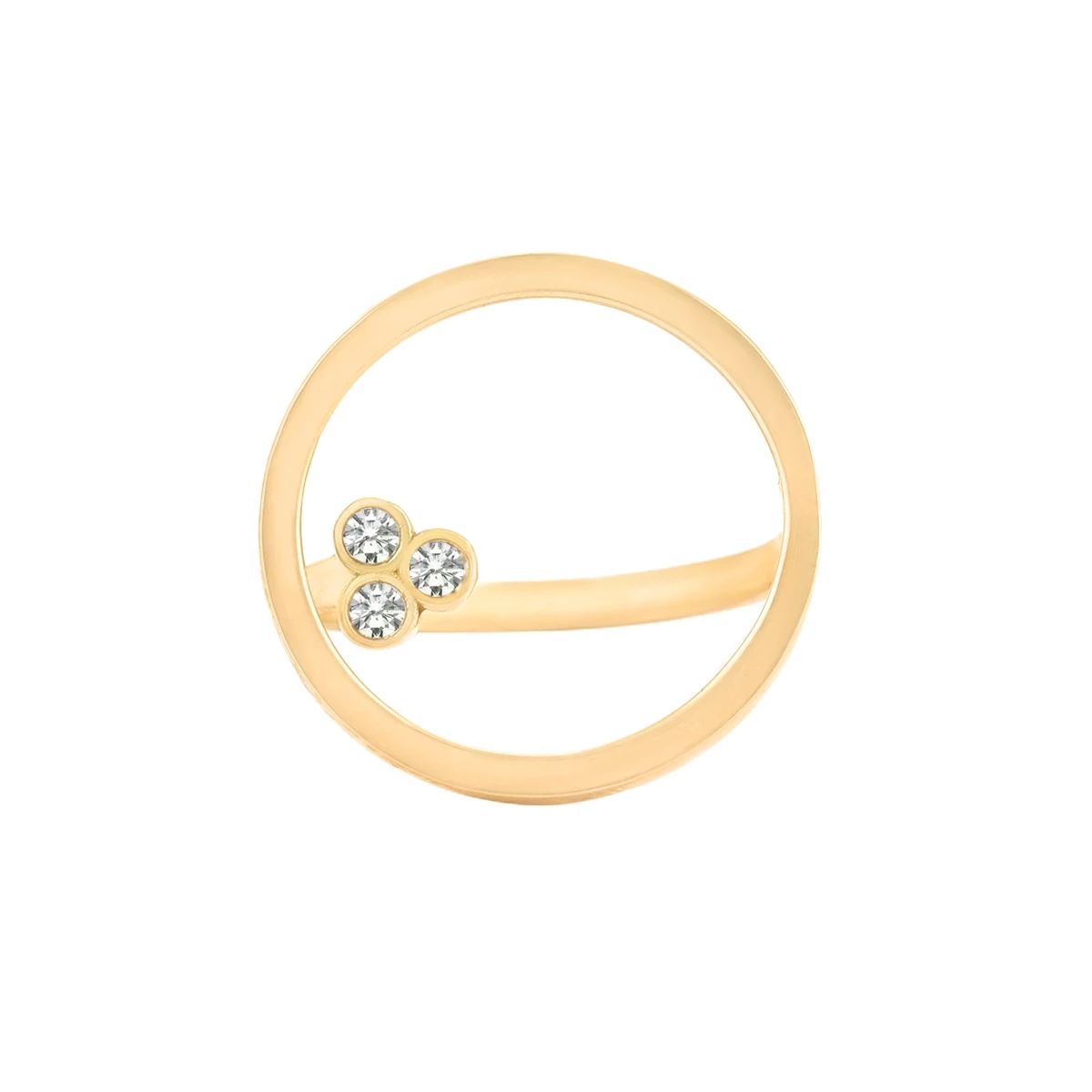 انگشتر طلا 18 عیار زنانه بان گالری مدل دایره سه سنگ سایز 52-2.74 انگشتر طلا 18 عیار زنانه بان گالری مدل دایره سه سنگ سایز 52-2.74