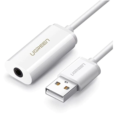 کابل تبدیل USB به جک 3.5 میلی متری صدا یوگرین US206 مدل 30712-سفید کابل تبدیل USB به جک 3.5 میلی متری صدا یوگرین US206 مدل 30712-سفید