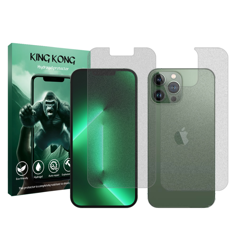 محافظ صفحه نمایش مات کینگ کونگ مدل Tough مناسب برای گوشی موبایل اپل iPhone 13 Pro Max به همراه محافظ پشت گوشی محافظ صفحه نمایش مات کینگ کونگ مدل Tough مناسب برای گوشی موبایل اپل iPhone 13 Pro Max به همراه محافظ پشت گوشی