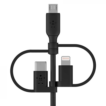 کابل تبدیل USB به لایتنینگ / micro USB / USB-C بلکین مدل CAC001bt1M طول 1 متر-مشکی کابل تبدیل USB به لایتنینگ / micro USB / USB-C بلکین مدل CAC001bt1M طول 1 متر-مشکی
