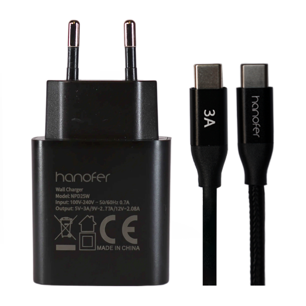 شارژر دیواری هانوفر مدل NPD25w توان 25 وات همراه کابل شارژر دیواری هانوفر مدل NPD25w توان 25 وات همراه کابل