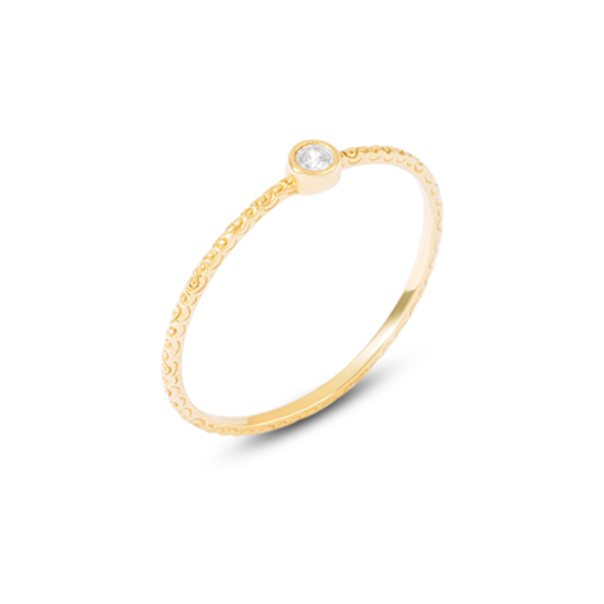 انگشتر طلا 18 عیار زنانه مدل نگین سفید ظریف کد wr3357 سایز 54-0.65