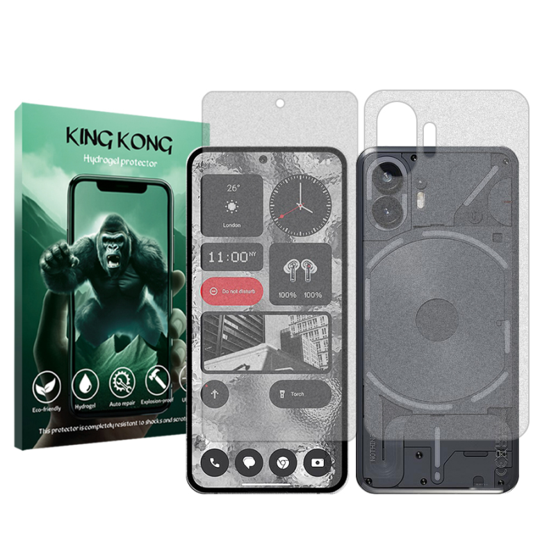 محافظ صفحه نمایش مات کینگ کونگ مدل Tough مناسب برای گوشی موبایل ناتینگ Phone 2 به همراه محافظ پشت گوشی محافظ صفحه نمایش مات کینگ کونگ مدل Tough مناسب برای گوشی موبایل ناتینگ Phone 2 به همراه محافظ پشت گوشی