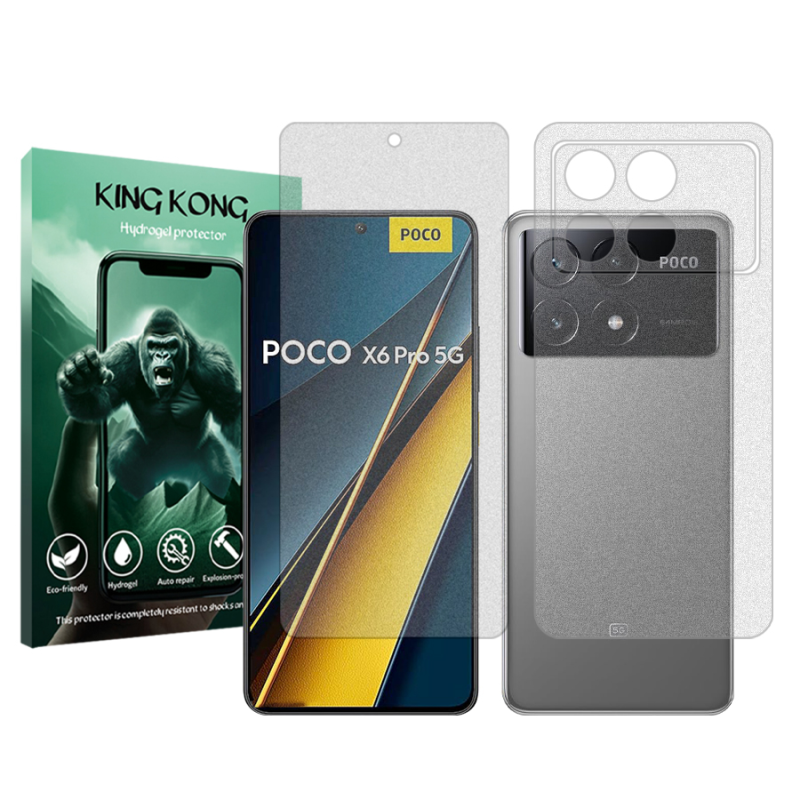 محافظ صفحه نمایش مات کینگ کونگ مدل Tough مناسب برای گوشی موبایل شیائومی Poco X6 Pro به همراه محافظ پشت گوشی محافظ صفحه نمایش مات کینگ کونگ مدل Tough مناسب برای گوشی موبایل شیائومی Poco X6 Pro به همراه محافظ پشت گوشی