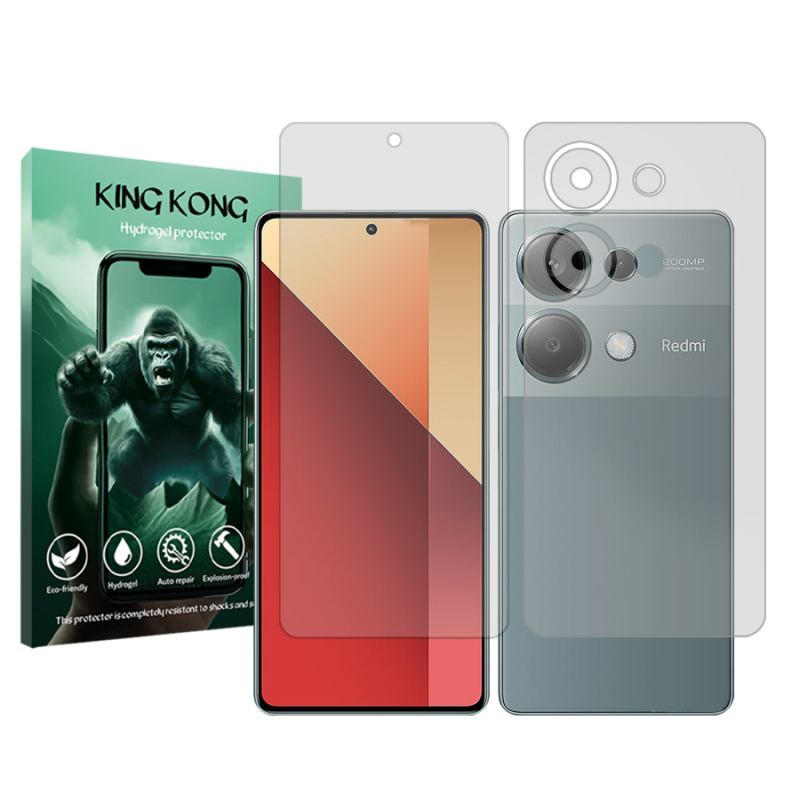 محافظ صفحه نمایش شفاف کینگ کونگ مدل Tough مناسب برای گوشی موبایل شیائومی Redmi Note 13 Pro 4G به همراه محافظ پشت گوشی محافظ صفحه نمایش شفاف کینگ کونگ مدل Tough مناسب برای گوشی موبایل شیائومی Redmi Note 13 Pro 4G به همراه محافظ پشت گوشی