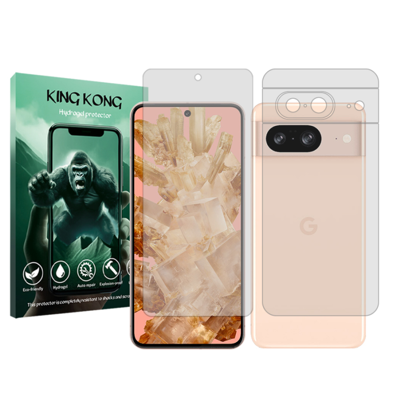 محافظ صفحه نمایش شفاف کینگ کونگ مدل Tough مناسب برای گوشی موبایل گوگل Pixel 8  به همراه محافظ پشت گوشی محافظ صفحه نمایش شفاف کینگ کونگ مدل Tough مناسب برای گوشی موبایل گوگل Pixel 8  به همراه محافظ پشت گوشی