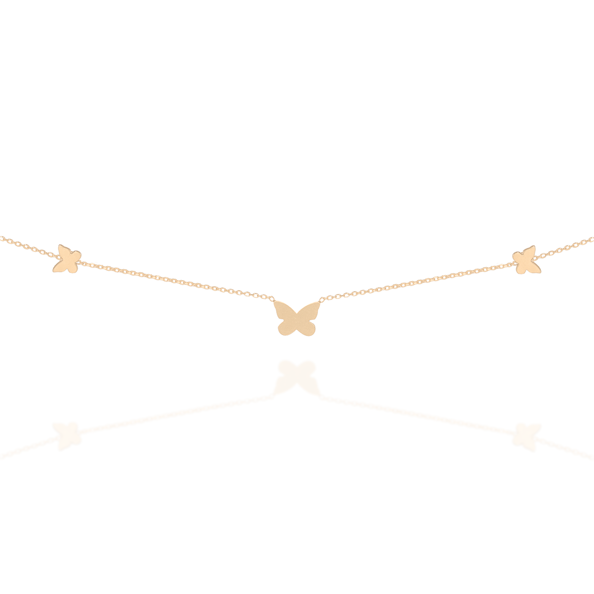 گردنبند طلا زنانه مدل سه پروانه-1.75  گردنبند طلا زنانه مدل سه پروانه-1.75