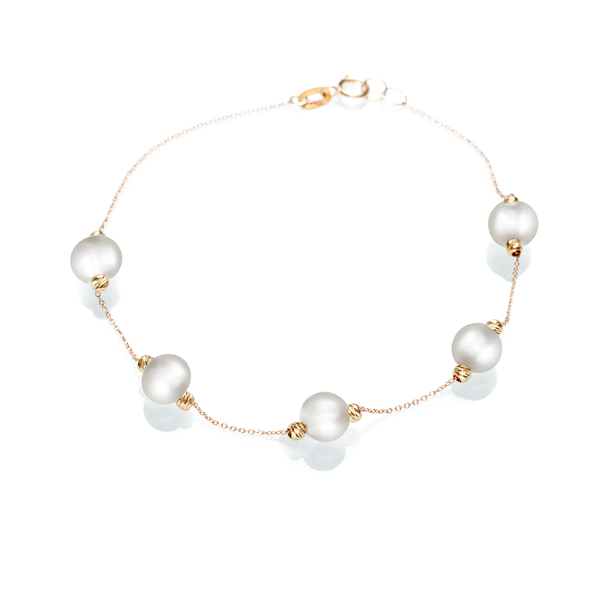 دستبند طلا زنانه مدل مروارید و گوی