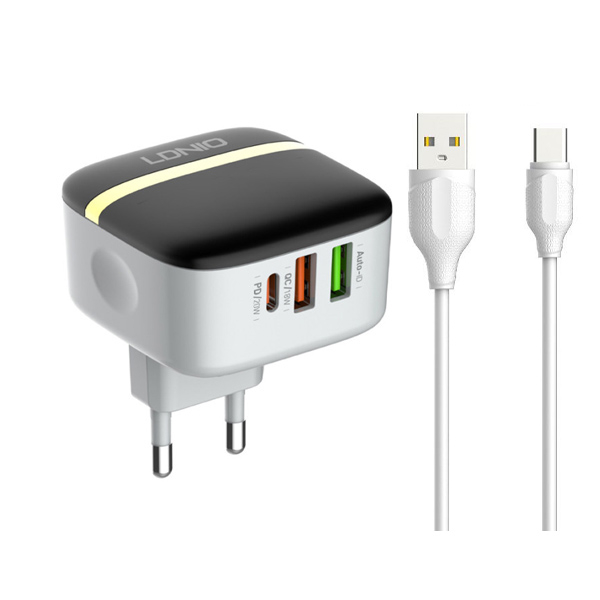 شارژر دیواری الدینیو مدل A3513Q به همراه کابل usb-c شارژر دیواری الدینیو مدل A3513Q به همراه کابل usb-c