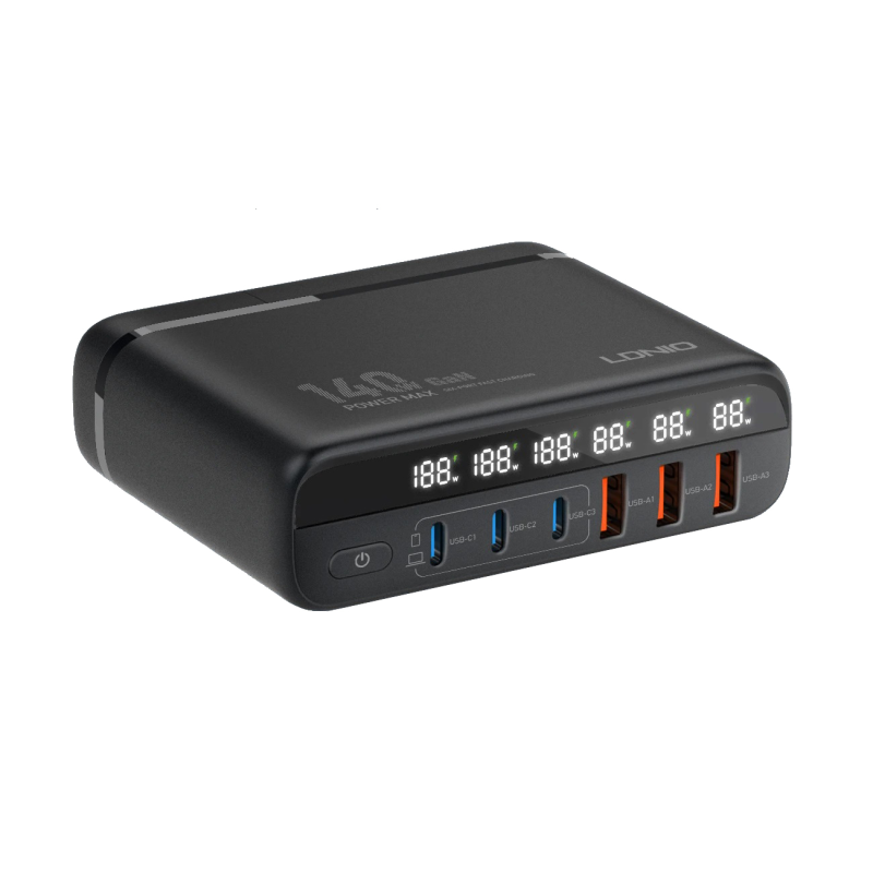 شارژر رومیزی 140 وات الدینیو مدل GaN A6140C 