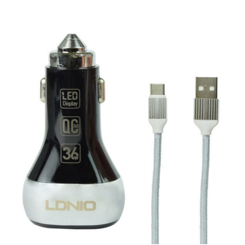 شارژر فندکی الدینیو مدل C2 به همراه کابل تبدیل USB-C شارژر فندکی الدینیو مدل C2 به همراه کابل تبدیل USB-C