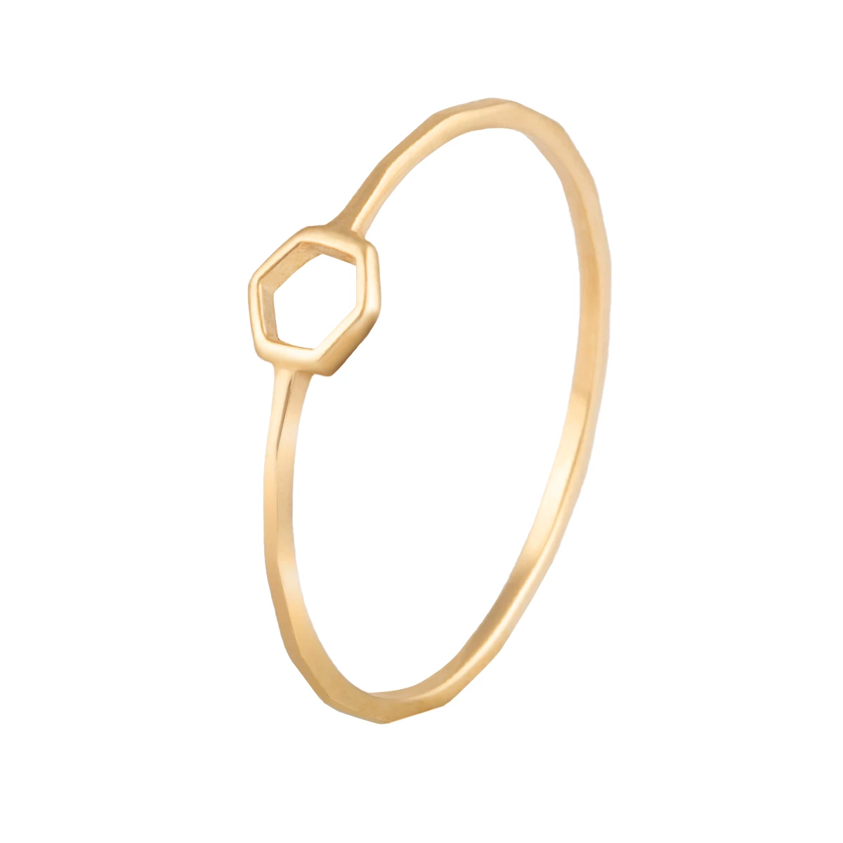 انگشتر طلای زنانه 18 عیار بان گالری مدل مینیمال هگزا توخالی همرد-0.54 انگشتر طلای زنانه 18 عیار بان گالری مدل مینیمال هگزا توخالی همرد-0.54