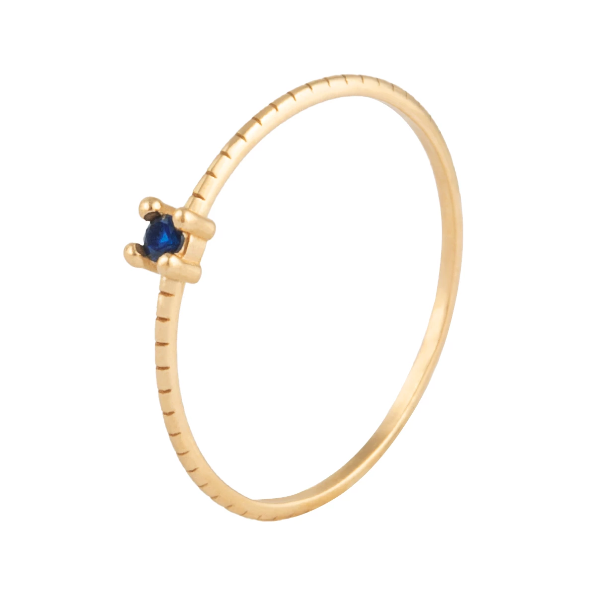 انگشتر طلای زنانه 18 عیار بان گالری مدل سولیتر راه راه سورمه ای-0.58 انگشتر طلای زنانه 18 عیار بان گالری مدل سولیتر راه راه سورمه ای-0.58