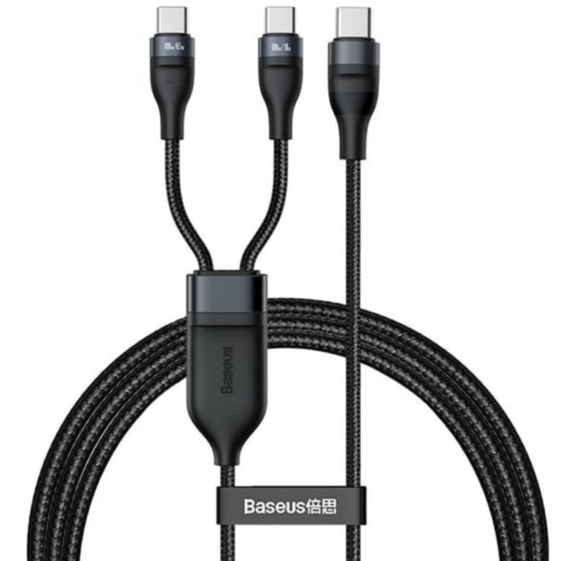 کابل سه سر تایپ سی باسئوس مدل Fast Charging-100W طول 1.5 متر کابل سه سر تایپ سی باسئوس مدل Fast Charging-100W طول 1.5 متر