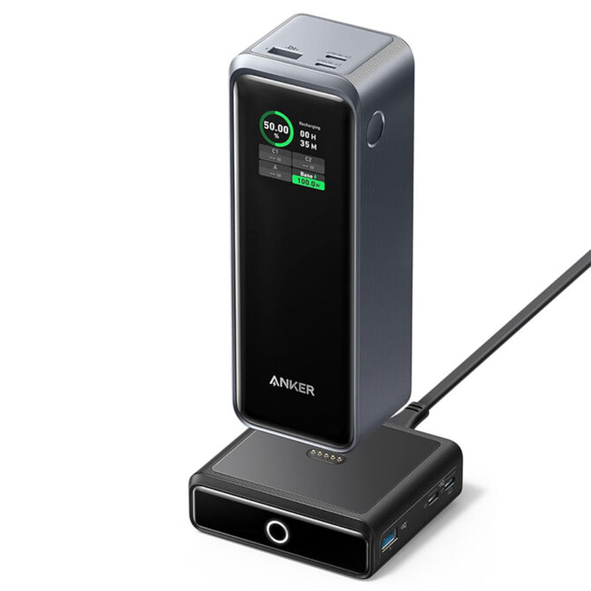 پاوربانک انکر مدل B1340 ظرفیت 27650 میلی آمپر ساعت به همراه پایه شارژ-مشکی پاوربانک انکر مدل B1340 ظرفیت 27650 میلی آمپر ساعت به همراه پایه شارژ-مشکی