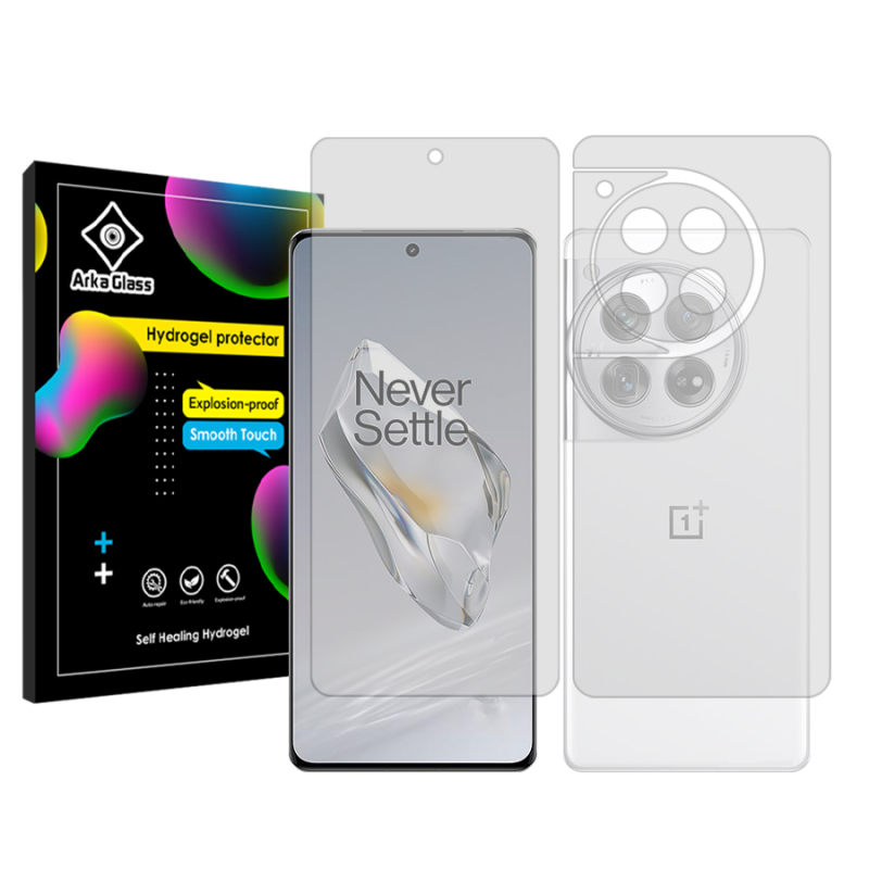 محافظ صفحه نمایش شفاف آرکا گلس مدل Tough مناسب برای گوشی موبایل وان پلاس 12 به همراه محافظ پشت گوشی