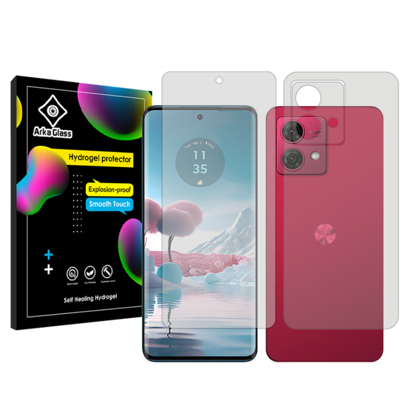 محافظ صفحه نمایش شفاف آرکا گلس مدل Tough مناسب برای گوشی موبایل موتورولا Moto G84 به همراه محافظ پشت گوشی محافظ صفحه نمایش شفاف آرکا گلس مدل Tough مناسب برای گوشی موبایل موتورولا Moto G84 به همراه محافظ پشت گوشی