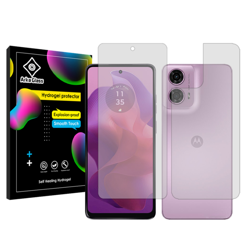 محافظ صفحه نمایش شفاف آرکا گلس مدل Tough مناسب برای گوشی موبایل موتورولا Moto G24 به همراه محافظ پشت گوشی محافظ صفحه نمایش شفاف آرکا گلس مدل Tough مناسب برای گوشی موبایل موتورولا Moto G24 به همراه محافظ پشت گوشی