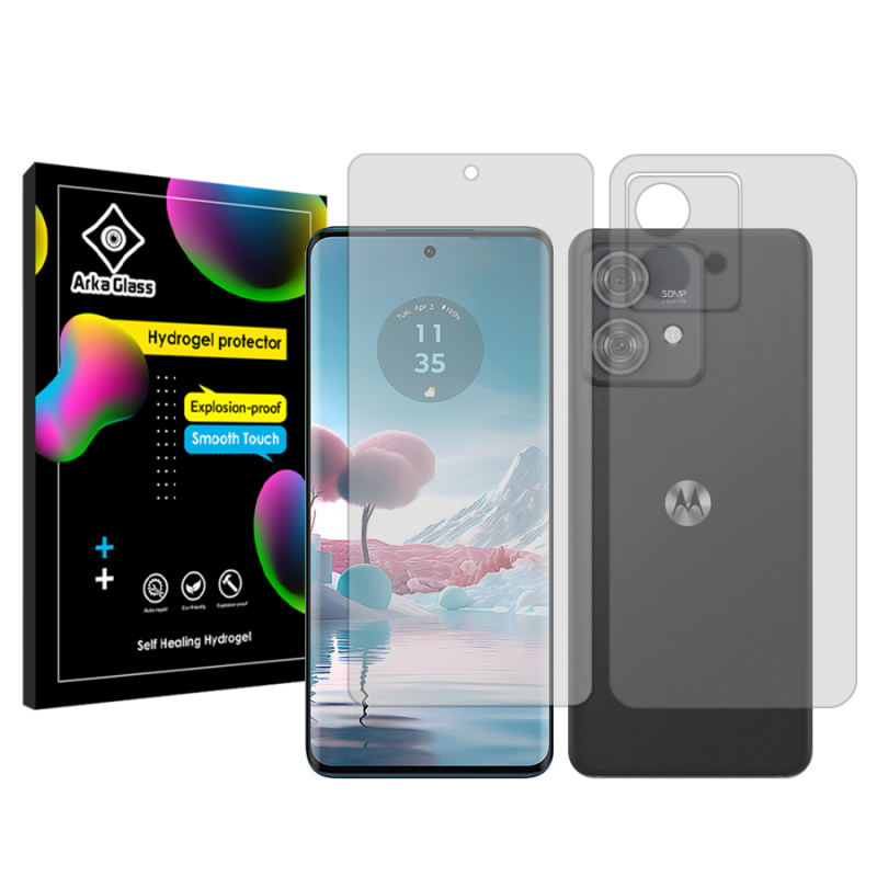 محافظ صفحه نمایش شفاف آرکا گلس مدل Tough مناسب برای گوشی موبایل موتورولا Edge 40 Neo به همراه محافظ پشت گوشی محافظ صفحه نمایش شفاف آرکا گلس مدل Tough مناسب برای گوشی موبایل موتورولا Edge 40 Neo به همراه محافظ پشت گوشی
