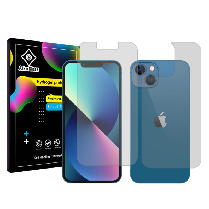 محافظ صفحه نمایش شفاف آرکا گلس مدل Tough مناسب برای گوشی موبایل اپل iPhone 13  به همراه محافظ پشت گوشی محافظ صفحه نمایش شفاف آرکا گلس مدل Tough مناسب برای گوشی موبایل اپل iPhone 13  به همراه محافظ پشت گوشی