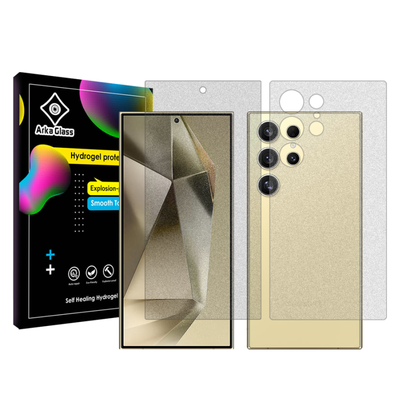 محافظ صفحه نمایش مات آرکا گلس مدل Tough مناسب برای گوشی موبایل سامسونگ Galaxy S24 Ultra به همراه محافظ پشت گوشی محافظ صفحه نمایش مات آرکا گلس مدل Tough مناسب برای گوشی موبایل سامسونگ Galaxy S24 Ultra به همراه محافظ پشت گوشی