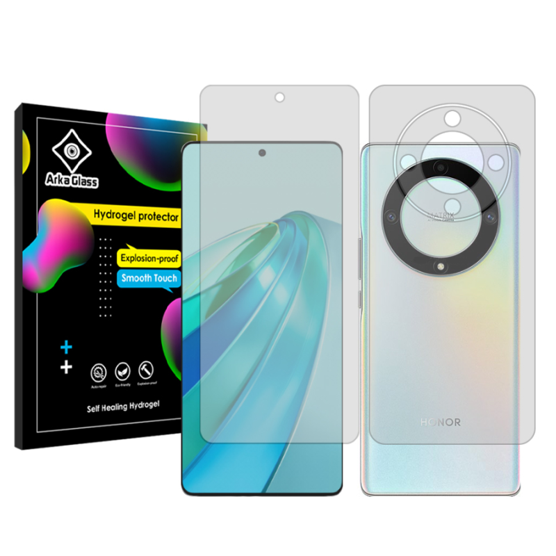 محافظ صفحه نمایش شفاف آرکا گلس مدل Tough مناسب برای گوشی موبایل آنر X9a  به همراه محافظ پشت گوشی محافظ صفحه نمایش شفاف آرکا گلس مدل Tough مناسب برای گوشی موبایل آنر X9a  به همراه محافظ پشت گوشی