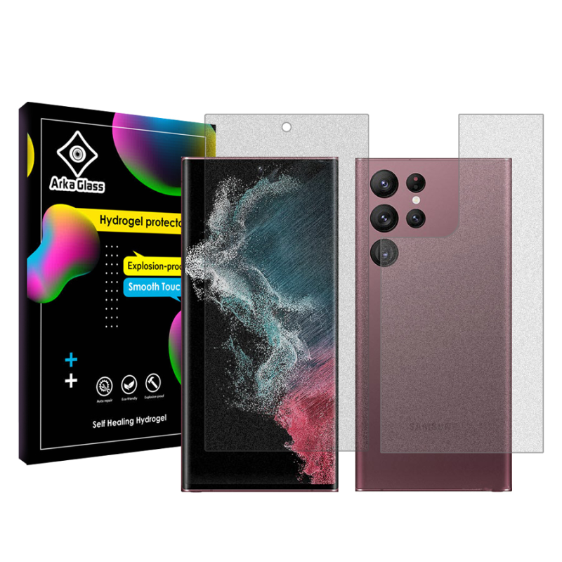 محافظ صفحه نمایش مات آرکا گلس مدل Tough مناسب برای گوشی موبایل سامسونگ Galaxy S22 Ultra 5G به همراه محافظ پشت گوشی