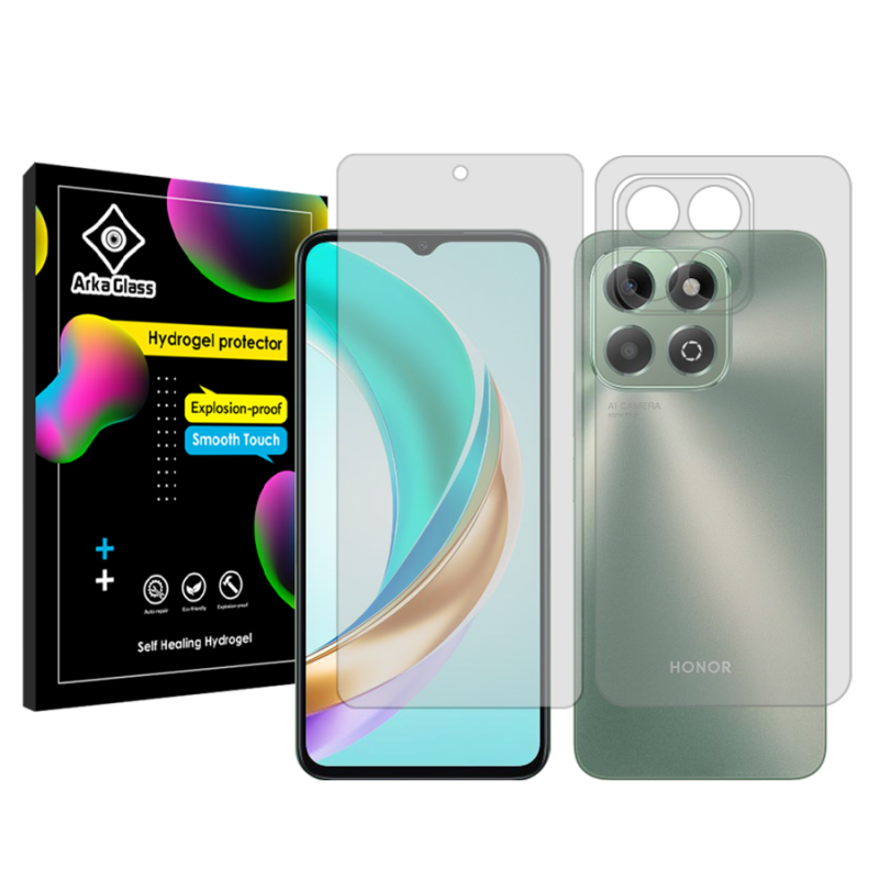 محافظ صفحه نمایش شفاف آرکا گلس مدل Tough مناسب برای گوشی موبایل آنر X6b  به همراه محافظ پشت گوشی محافظ صفحه نمایش شفاف آرکا گلس مدل Tough مناسب برای گوشی موبایل آنر X6b  به همراه محافظ پشت گوشی