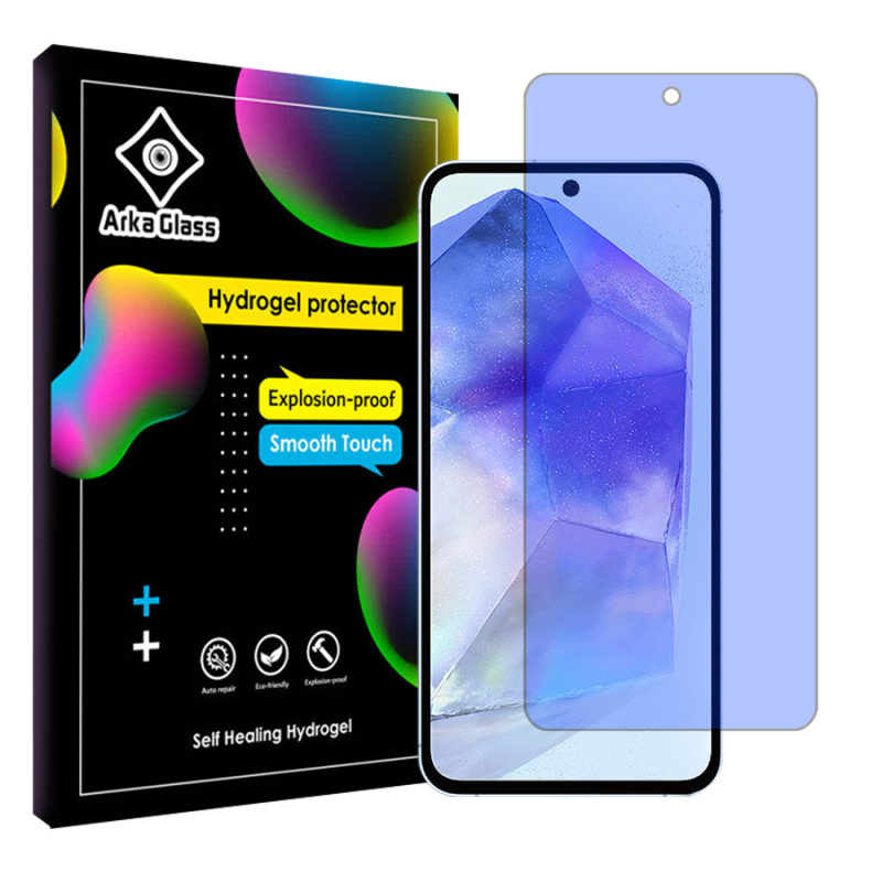 محافظ صفحه نمایش آنتی بلو آرکا گلس مدل Tough مناسب برای گوشی موبایل سامسونگ Galaxy A55 5G محافظ صفحه نمایش آنتی بلو آرکا گلس مدل Tough مناسب برای گوشی موبایل سامسونگ Galaxy A55 5G