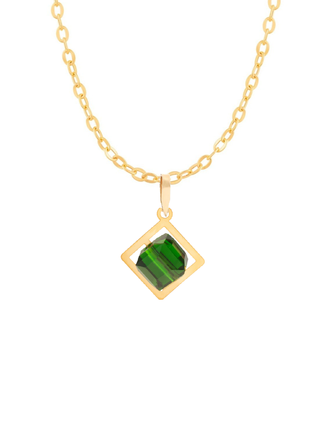 گردنبند طلا 18 عیار اپال گلد مدل سواروسکی مربعی سبز گردنبند طلا 18 عیار اپال گلد مدل سواروسکی مربعی سبز