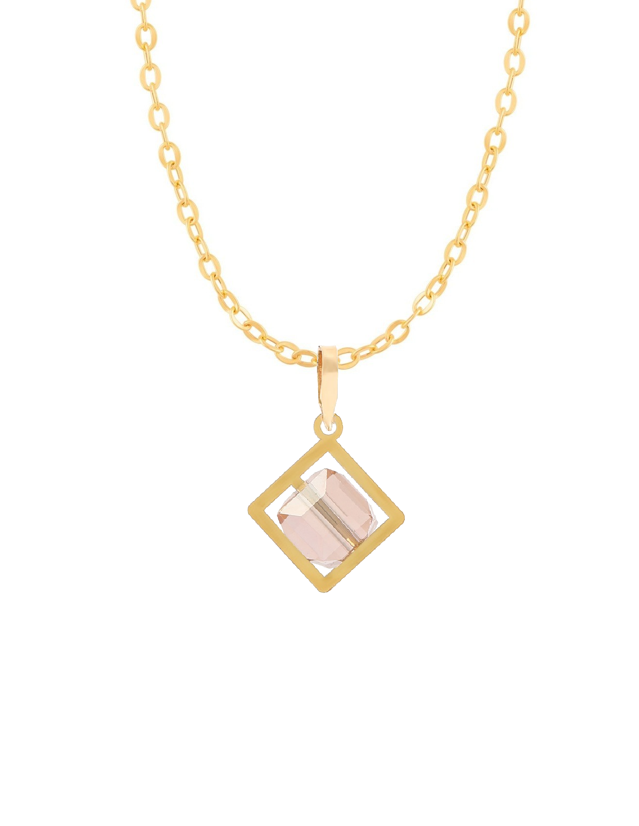 گردنبند طلا 18 عیار اپال گلد مدل سواروسکی مربعی صورتی گردنبند طلا 18 عیار اپال گلد مدل سواروسکی مربعی صورتی