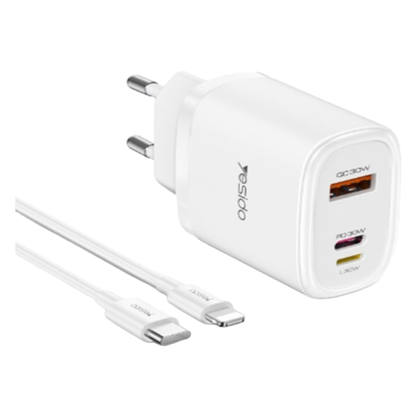 شارژر دیواری 20 وات یسیدو مدل YC52 به همراه کابل لایتنینگ شارژر دیواری 20 وات یسیدو مدل YC52 به همراه کابل لایتنینگ
