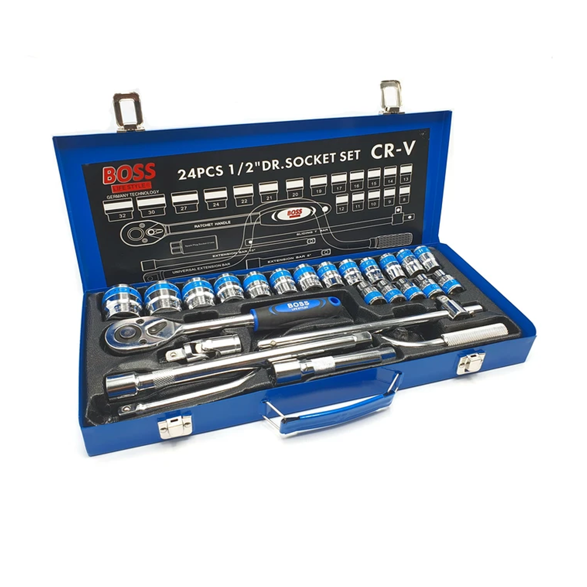 مجموعه 24 عددی آچار بکس باس مدل LIFE-STYLE CR-V-آبی مجموعه 24 عددی آچار بکس باس مدل LIFE-STYLE CR-V-آبی