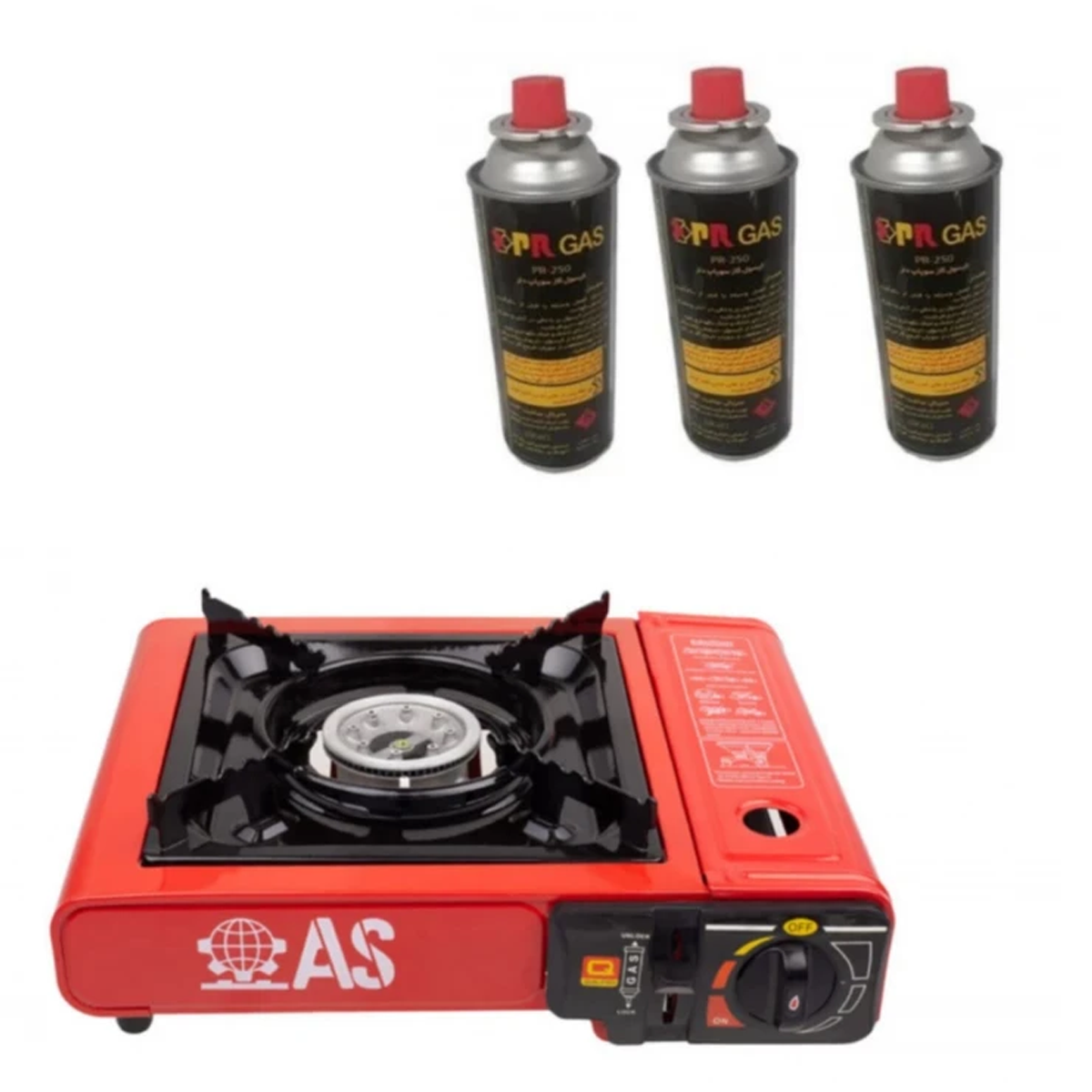اجاق سفری مدل AS به همراه سه عدد کپسول گاز سفری اجاق سفری مدل AS به همراه سه عدد کپسول گاز سفری