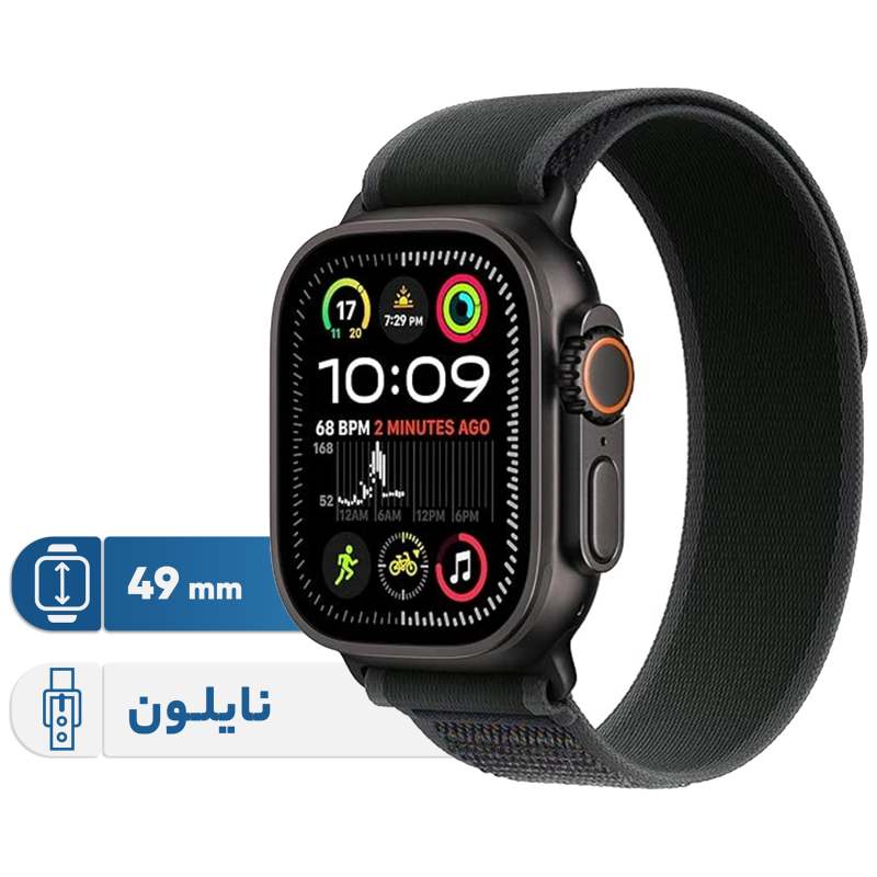 ساعت هوشمند اپل مدل Ultra 2 Black Titanium Case Trail Loop 49mm ساعت هوشمند اپل مدل Ultra 2 Black Titanium Case Trail Loop 49mm