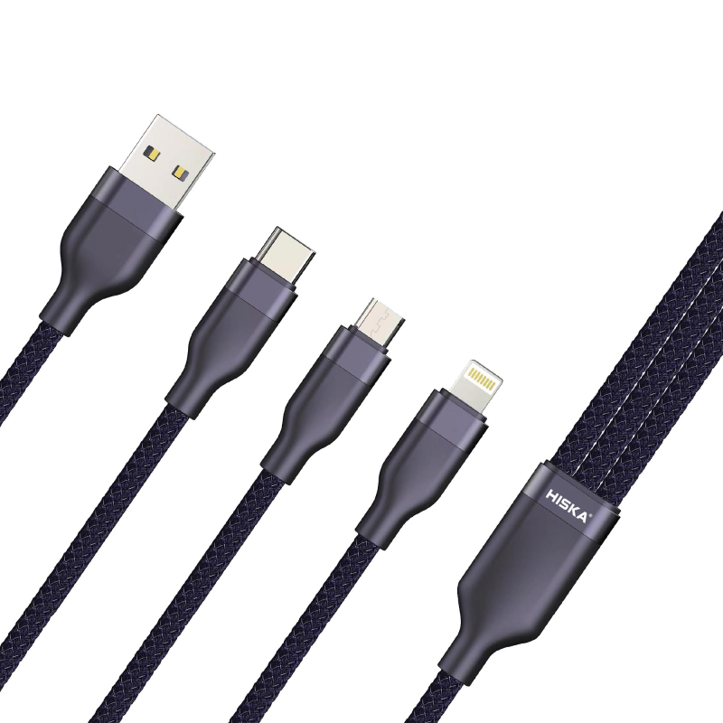 کابل تبدیل USB به لایتنینگ / USB-C / MICRO USB هیسکا مدل LX-32 طول 1.2 متر