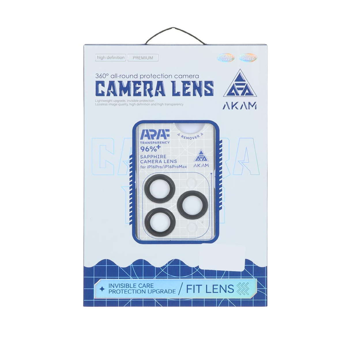 محافظ لنز دوربین گوشی اپل iPhone 16 Pro - 16 Pro Max آکام مدل رینگی شابلون دار-مشکی