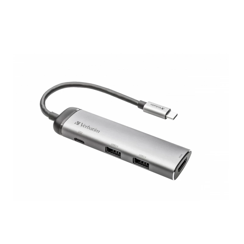 هاب 4 پورت USB-C ورباتیم مدل 49140-نقرهای هاب 4 پورت USB-C ورباتیم مدل 49140-نقرهای