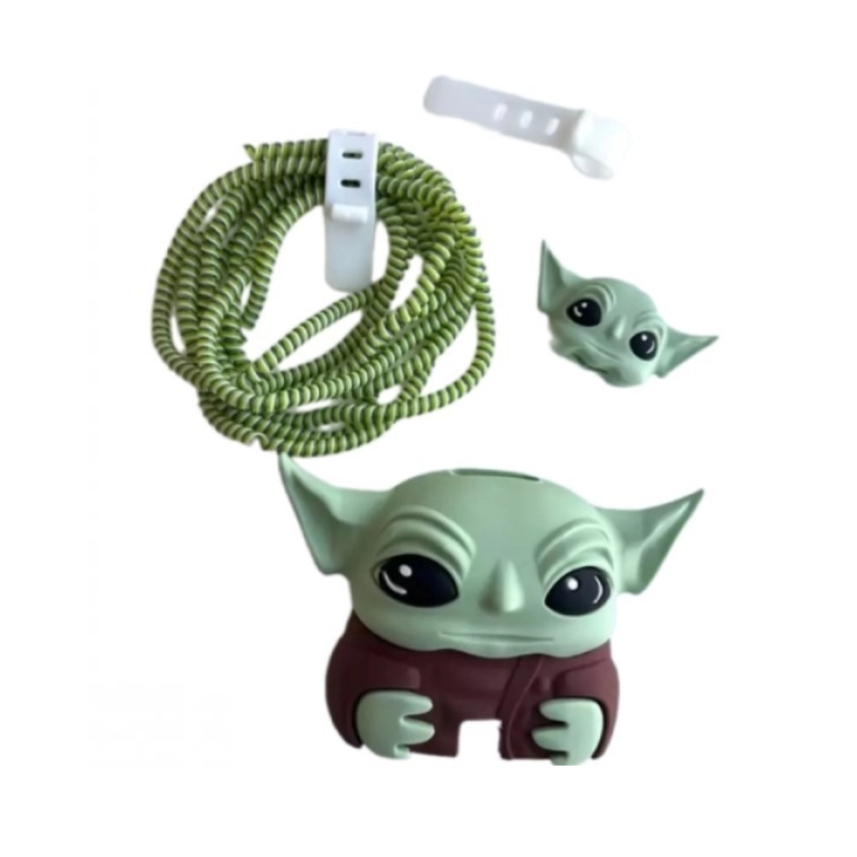 محافظ کابل مدل بیبی یودا به همراه محافظ شارژ دیواری-سبز محافظ کابل مدل بیبی یودا به همراه محافظ شارژ دیواری-سبز