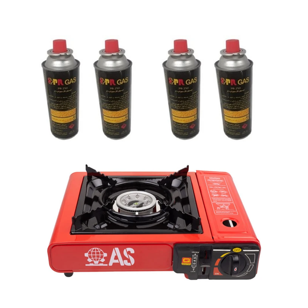 اجاق سفری مدل AS به همراه چهار عدد کپسول گاز سفری اجاق سفری مدل AS به همراه چهار عدد کپسول گاز سفری