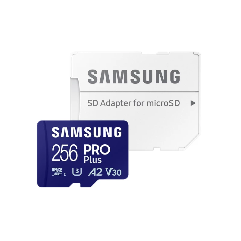 کارت حافظه MicroSDXC سامسونگ مدل Samsung PRO PLUS UHS-I U3 A2 V30 ظرفیت 256 گیگابایت به همراه آداپتور SD-آبی کارت حافظه MicroSDXC سامسونگ مدل Samsung PRO PLUS UHS-I U3 A2 V30 ظرفیت 256 گیگابایت به همراه آداپتور SD-آبی